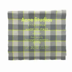 アクネ ストゥディオズ Acne Studios 大判 ロゴ ストール マフラー チェック ヴァージンウール ロゴ グレー 黄緑 グリーン /TZ 0916 IBO55のサムネイル