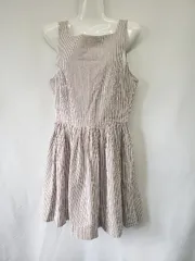 ◇ ⊂ American Apparel ストライプ ノースリーブ ミニ丈 ワンピース サイズＭ ホワイト系ブラウン系 レディース E  【1508060001856】のサムネイル
