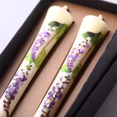 【10cm】四季の花ろうそく 2本入【藤】 ／ 全19種 フジ 手描き 越後 新潟県 蝋燭 和柄 絵ろうそく 小池ろうそく店【メール便】