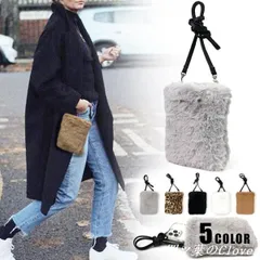 【美品・未使用新品】スマホポーチ ショルダーバッグ レディース ミニバッグ スマホショルダーバッグ 斜め掛け ファーバッグ 韓国製 秋 冬 エコファー 2way ハンドバッグ ポシェット