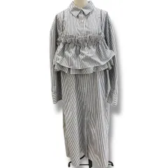 美品 LOWRYS FARM ローリーズファーム ビスチェ&シャツワンピース グレー×ホワイト Fサイズ フリーサイズ シャツワンピース ロングワンピース ストライプワンピース 長袖 レディース 春 ゴーゴー古着久喜倉庫店 草1410