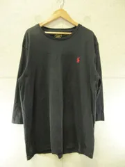 POLO RALPH LAUREN ポロラルフローレン Tシャツ カットソー 七分袖 ポニーロゴ 刺繍 ブラック Mサイズ