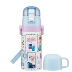 ☆ 아나운서와 눈의 여왕 23 ☆ 어린이용 2WAY 병 350ml SKDC3 스케이터 물통 키즈 컵 직접 마시는 350ml 스테인리스 병 보냉 보온 스테인리스 아이 어린이 어린이 보육원 유치원 소녀 소년 귀여운