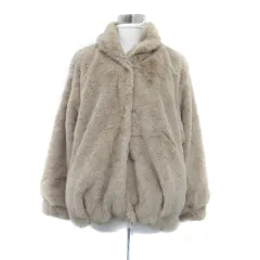 ナイスクラップ NICE CLAUP フェイクファーコート ショールカラー ショート丈 F 茶色 ブラウン /HO4のサムネイル