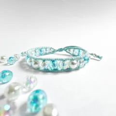 【キッズ】パステルブルーの一連ラップブレスレット　* 秘密の宝石 / フローズン *