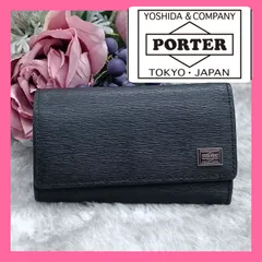 《 PORTER 》　ポーター　カレント　キーケース　052-02206　４連　CURRENT　キーリングロゴプレート　吉田カバン　ブラック　本革　ユニセックス　送料無料・匿名配送・最短即日発送いたします！　618