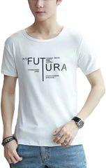Tシャツ Tシャツ半袖 Tシャツメンズ ロゴTシャツ Tシャツラウンドネック Tシャツ夏 白( ホワイト,  2XL)
