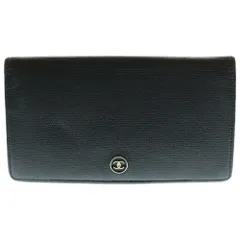 CHANEL (シャネル) ココボタン レザー 2つ折り長財布 ブラック 13番台 A20904