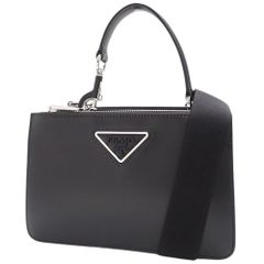 PRADA(プラダ) ハンドバッグ 2WAY ショルダー ロゴ レザー NERO ブラック黒 シルバー金具 1BA314 レディース 40802076479【中古】【アラモード】