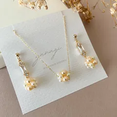 103. 【セット】上品なパールの小ぶりピアス/イヤリング/ネックレス (金属アレルギー対応) フォーマル お呼ばれ プレゼント