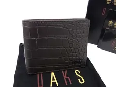 ■新品■未使用■ DAKS ダックス クロコダイル型押しレザー 二つ折り 財布 ウォレット 札入れ メンズ ダークブラウン系 BP1808のサムネイル
