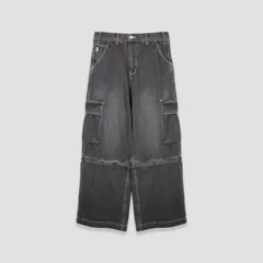 P.A.M. / PERKS AND MINI 25AW RATCHET WIDE LEG JEANS (BLACK WASH)