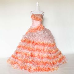 カラードレス　中古　オレンジ色　7〜11号　プリンセスライン　サイズ調整可　結婚式　演奏会　ステージドレス　撮影衣装　