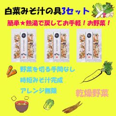 乾燥野菜 ミックス 白菜みそ汁の具40g 3袋セット　吉良食品　簡単野菜