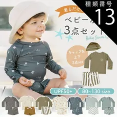 種類13：ブロック/80cm  水着 ベビー キッズ ラッシュガード スイムウェア スイムパンツ　男の子 女の子 キャップつき上下3点セット UV セパレート 子供 スイミング 海 プール ビーチ 80cm 90cm 100cm 110cm 120cm 130