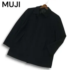 MUJI 無印良品 秋冬★ ステンカラー ウール ジャケット コート ネイビー Sz.L メンズ