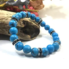 パワーストーン ブレスレット ターコイズ  （ブラック）レディース 女性  数珠ブレス 開運 プレゼント ギフト  [9]