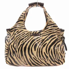 ケイトスペード KATE SPADE ハンドバッグ エナメル ゼブラ柄 ベージュ 黒 ブラック /UD ■GY14