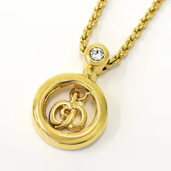 【中古】クリスチャンディオール/ネックレス/ペンダント/CDロゴ/ストーン/GP/ゴールド/Christian Dior