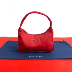 極 美品 希少品 PRADA プラダ 三角ロゴ 金具 ナイロン ハンドバッグ ミニ トートバッグ アクセサリーポーチ レッド 赤 40047