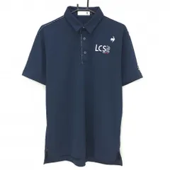 【超美品】ルコックゴルフ 半袖ポロシャツ ネイビー×白 パイピンクライン英字 メンズ LL ゴルフウェア 2024年モデル le coq sportif