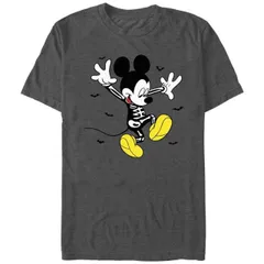 【送料無料】 ディズニー メンズ Tシャツ トップス Disney's Mickey Mouse Happy Skeleton Costume Men's Graphic Tee Charcoal Heather