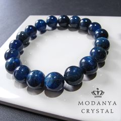 [beads594]マダガスカル産ブルーアパタイト（キャッツアイ）10mm ブレスレット 19粒（天然石/ビーズ）