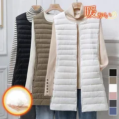 ダウンベスト レディース ジレ インナー ロング丈 羽織り 軽量 着痩せ シンプル きれいめ カジュアル 保温 暖かい 防寒 秋冬 xzjhqqb#
