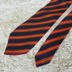 グッチ　ネクタイ　ヴィンテージ　シルク　ストライプ　ブラック　レッド　イエロー　イタリア製 GG柄　ロゴ　Gucci Vintage Silk Tie GG Logo Stripe Black Red Yellow Made in Italy