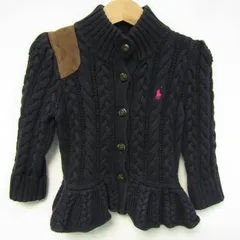 ラルフローレン カーディガン トップス ケーブルニット ハイネック ベビー 女の子用 18Mサイズ ネイビー RALPH LAUREN 【中古】