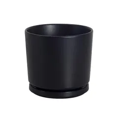 Ekirlin 植木鉢 陶器鉢 9号 23cm おしゃれ 受け皿付き 大型 穴付き 鉢 プランター 鉢植え インテリア 部屋 飾り 観葉植物 黒 0