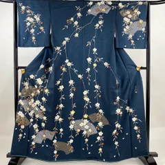 引き振袖✨ふき綿入り　青系　草花文　金糸　正絹☆ 引き振袖✨ふき綿入り青系草花文金糸正絹☆
