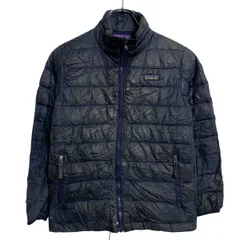 patagonia ダウンジャケット S キッズ 120～ ネイビー パタゴニア ジップアップ ワンポイント ロゴ 古着卸 アメリカ仕入 a612-7546