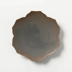 KIWAKOTO YURI DISH Medium 20.5cm つちこ(茶色) 花のお皿 京焼 清水焼