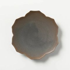 KIWAKOTO YURI DISH Medium 20.5cm つちこ(茶色) 花のお皿 京焼 清水焼
