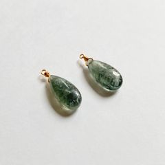 一粒ピアス・イヤリング モスアクアマリン(ドロップ)