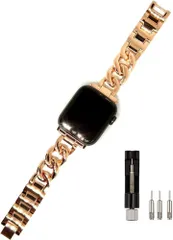 Royce&Roland 互換品 互換品/代替品 チェーンバンド コマ調整器付き おしゃれ 時計 シルバー/軽量 レディース ギフト プレゼントapplewatch アップルウォッチ(ピンクゴールド,  44mm 45mm 46mm 49mm)