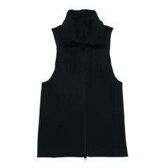 PLEATS PLEASE プリーツプリーズ イッセイミヤケ PP12-JE182 細プリーツ加工 フルジップ 襟付き ベスト ジャケット ブラック系 3【中古】のサムネイル