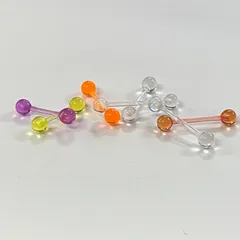 2個　16G UVアクリル　バーベル　リテーナー ホール キープ  舌ピアス　舌ピ　軟骨ピアス　トラガス　透明 シークレットピアス ボディピアス ボディーピアス