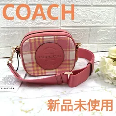 新品未使用❣️ COACH ❣️コーチ C8681 キャンバス×レザー チェック柄 クロスボディ ショルダーバッグ 斜め掛け ピンク