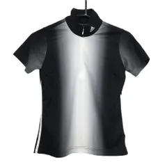 ★SALE価格★【美品】アディダス 半袖ハイネックシャツ 黒×白 グラデーション ハーフジップ レディース S ゴルフウェア adidas