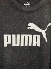 PUMA ロゴT 古着 ダークグレー 白ロゴ M