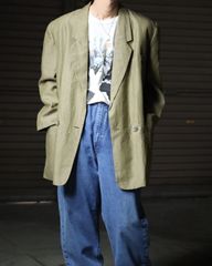 linen double breasted tailored jacket oversized 90s 00s リネン 麻 ダブルブレステッド テーラードジャケット ベージュ系 オーバーサイズ