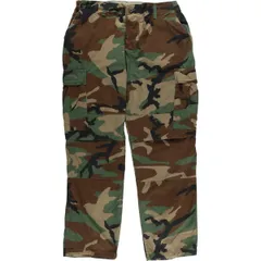 古着 民間品 迷彩柄 ウッドランドカモ ミリタリー カーゴパンツ リップストップ USA製 LARGE-REGULAR メンズw34相当/eaa548821