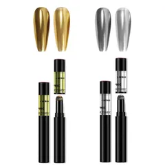 【新品未開封】 メタリックネイル ジェルネイル スティックタイプ 固形 0.6g入り ミラーパウダー ミラー効果 クロムパウダー ミラーネイルペン カメレオンネイル クッションペン 2色セット ゴールド ネイルアート