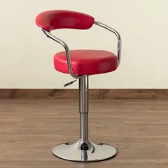 レトロ調ダイニングバーチェア/カウンターチェア 〔レッド〕 360度回転