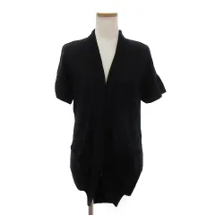 パオラフラーニ PAOLA FRANI カーディガン ニット 半袖 ショールカラー ボタンレス 前開き 黒 ブラック M位 ■SM0のサムネイル