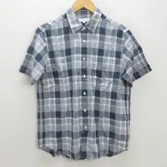 G■ユナイテッドアローズ/UNITED ARROWS B＆Y 半袖シャツ/チェック柄【M】紺系/men's/203【中古】■