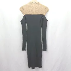 ◇ ⊇ jasmine ジャスミン シンプル 長袖 膝下丈 ニットワンピース サイズF ブラック系 レディース E  【1503310003123】