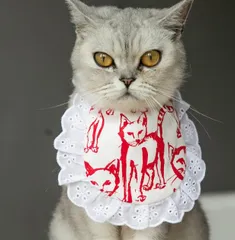 【送料込】スタイ よだれかけ 首飾り レース フリル レッド 赤 ブルー 青（ドッグウエア 犬服 キャットウエア 猫服 小型犬 猫用 わんこ服 服 わんちゃん おでかけ 小型犬 子犬 猫 ねこ ねこ服 犬用品 ペット用品 ペット服）